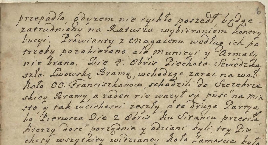 Fragment strony kroniki Connotacya, staranne pismo z XVIII w.